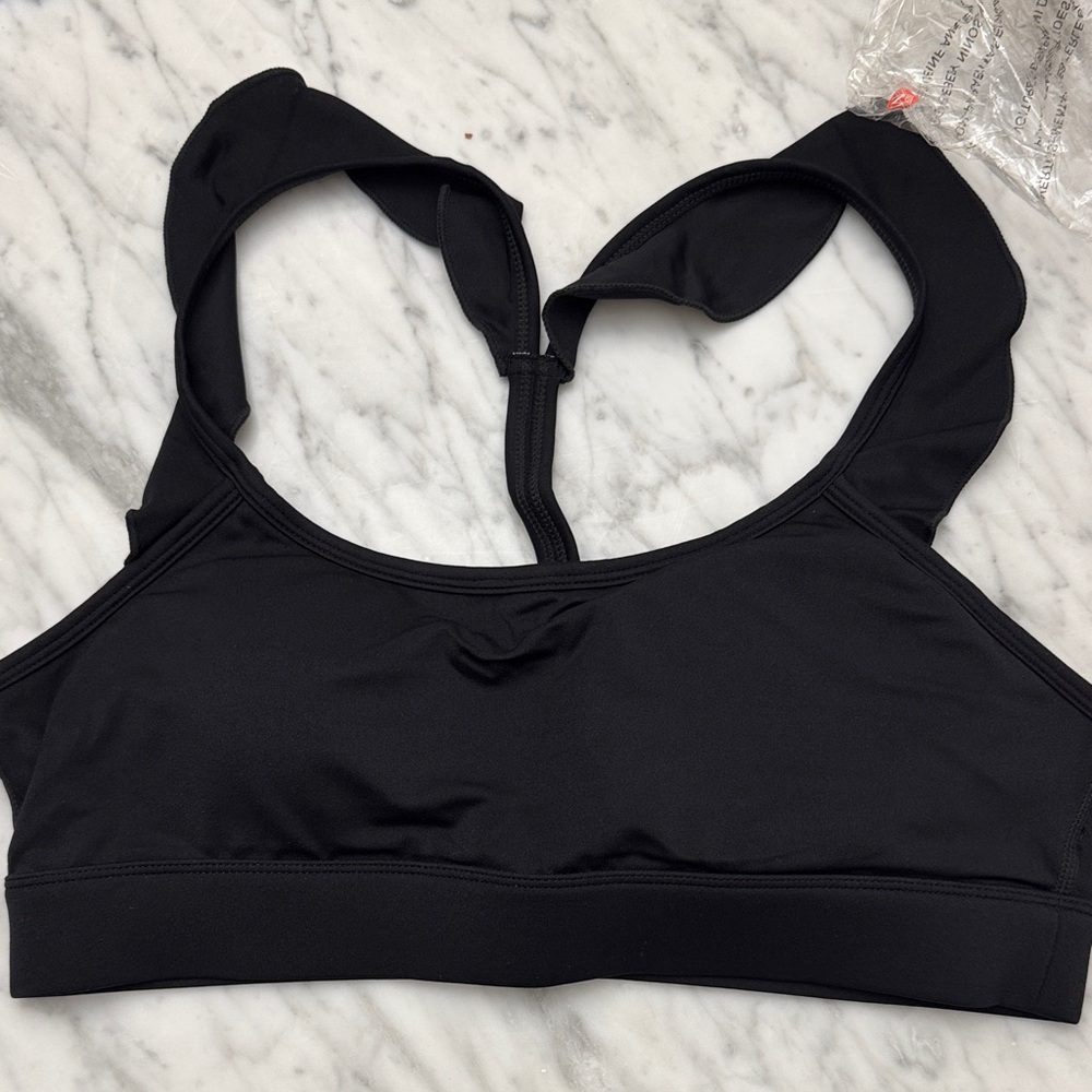 NWT Ruffle Strap Razorback Sports bra. Lite padding.  M - Picture 4 of 10